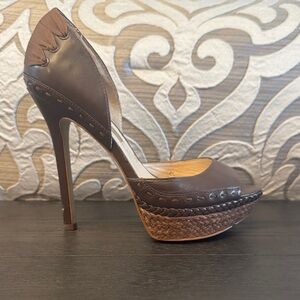 Boutique 9 Brown Leather Platform Stiletto Pump